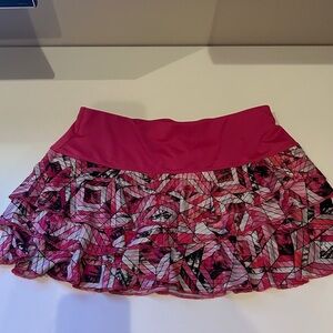 Pink Geometric Patterned Women's Tennis Skirt